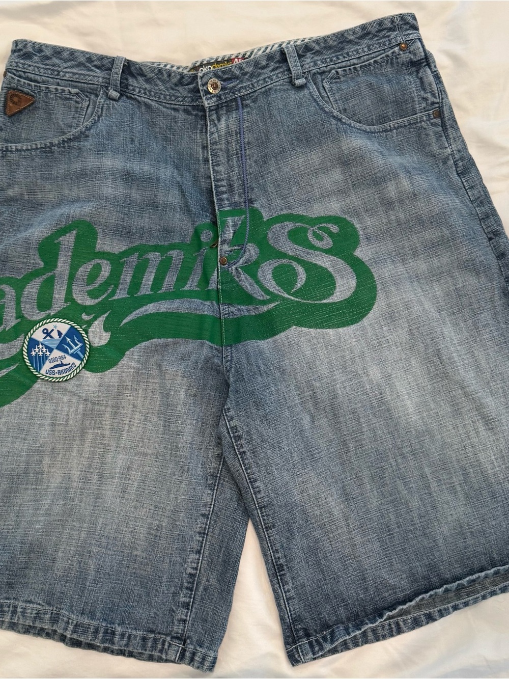 VTG Y2K Akademiks 9th Naval Fleet Spelled Out Jorts Baggy. Denim Shorts Size 40.